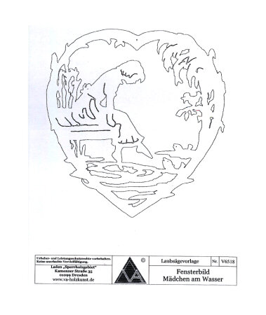 Vorlage Fensterbild Herzform Mädchen am Wasser