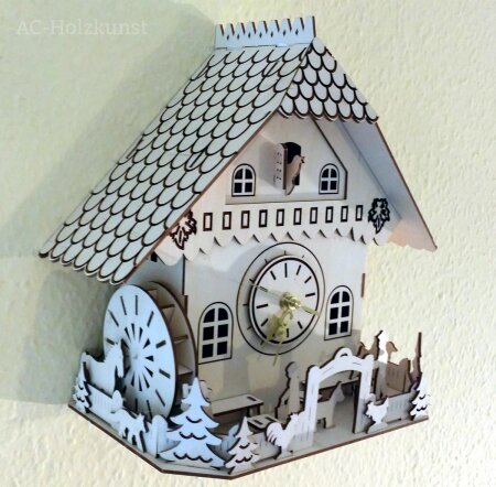 Kuckucksuhr Tradition mit Wasserrad Bauplan Kuckucksuhr selber basteln