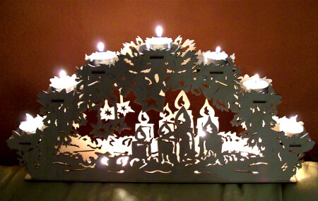 Laubsägevorlage Lichterbogen Teelichtbogen mit 7 Kerzen