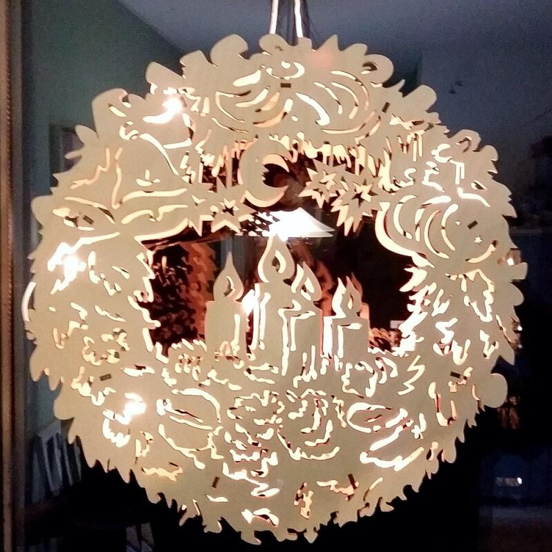 Vorlage Laubsägen Fensterbild Lichterkranz Kerzen 27cm