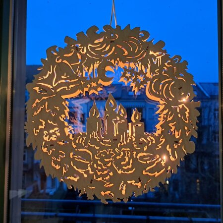 Vorlage Laubsägen Fensterbild Lichterkranz Kerzen 27cm
