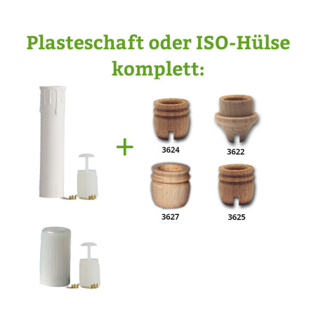Plasteschaft o. ISO-Hülse kompl. inkl. Fassung + Kontakte + Holztülle