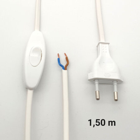 1,50 Meter Anschlussleitung zweipolig mit Schalter u. Eurostecker Zuleitung