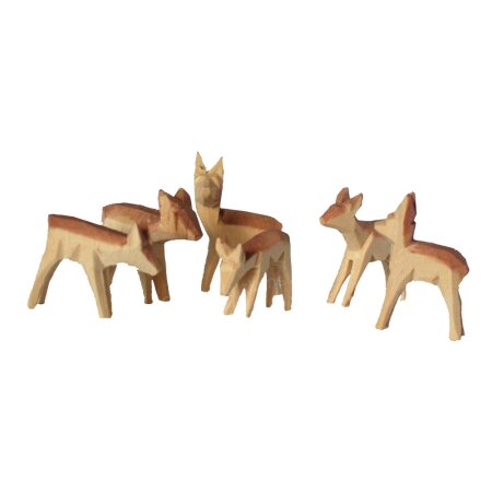 Rehgruppe geschnitzt 6-teilig H 4cm 5x Reh 1x Bock