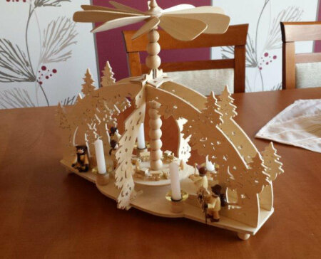 Laubsägevorlage 3D-Schwibbogen Waldpyramide 45cm