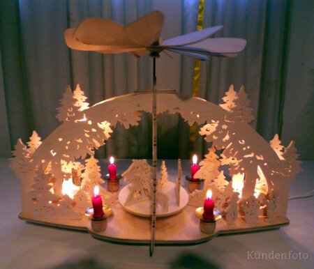 Laubsägevorlage 3D-Schwibbogen Waldpyramide 45cm