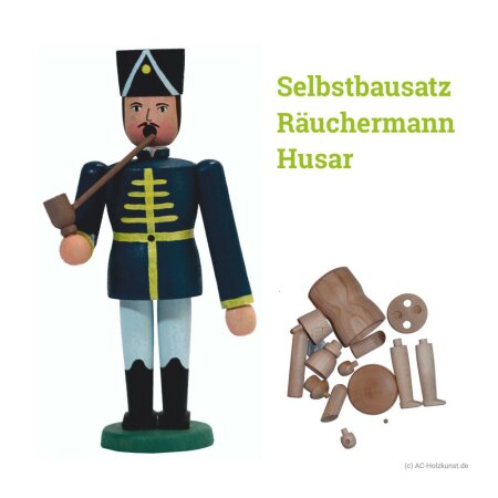 Räuchermann Husar Selbstbausatz Holz Erzgebirge