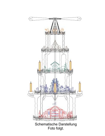 Laubsägevorlage Pyramide Weihnachtsmarkt 70 cm 8-eck