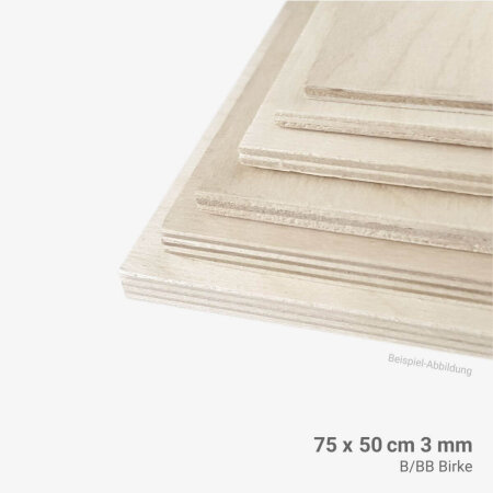 Birkensperrholz 3 mm 75 x 50 cm B/BB laserfähig