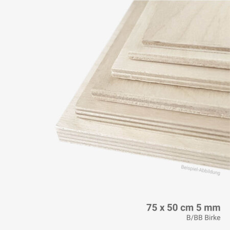 Birkensperrholz 5 mm 75 x 50 cm B/BB laserfähig