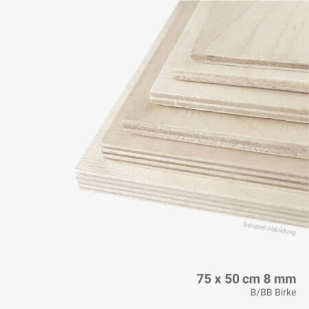 Birkensperrholz 8 mm 75 x 50 cm B/BB laserfähig