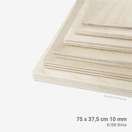 Birkensperrholz 10 mm 75 x 37,5 cm B/BB laserfähig