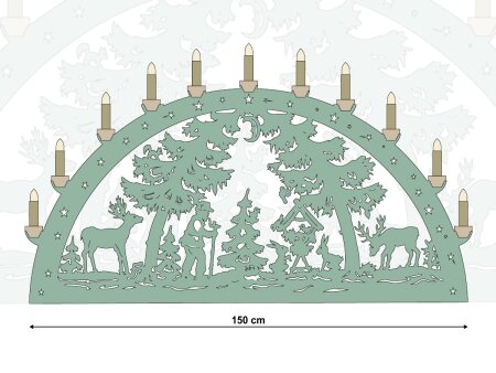 Vorlage XXL-Schwibbogen 150 cm Waldmotiv Tierfütterung