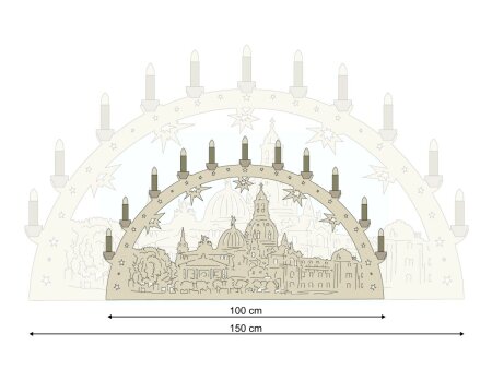 Vorlage XXL-Schwibbogen Frauenkirche Dresden Panorama