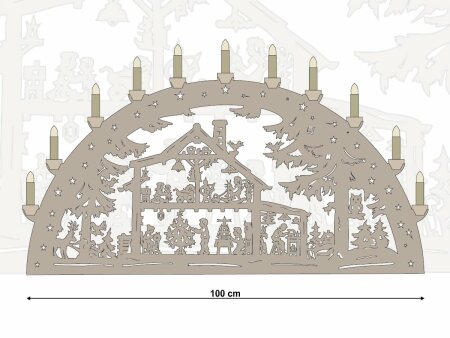 XXL-Schwibbogen 100cm Erzgebirgshaus Weihnachten