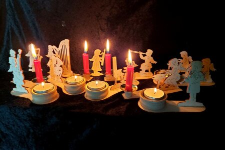 Laubsägevorlage Kerzenständer 12 Musikengel 12-15 cm...