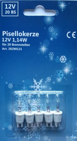 Ersatzbirnen für 20er Mini-Lichterkette (12V / 1,14W) 5 Stück Blister