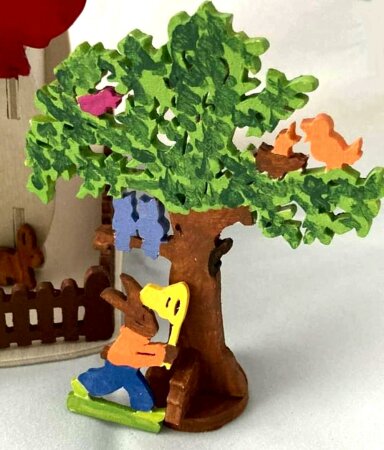 Laubsägen Ostern Pilzhaus mit Osterhasen 17 cm Osterdeko