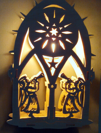 Vorlage elektrisches Fensterbild 2 Engel mit Posaune 23cm