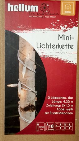 10er Mini-Lichterkette warmweiß 230V für Schwibbogen