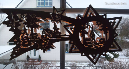 Beleuchtetes Fensterbild Sternenschweif Erzgebirge 50cm