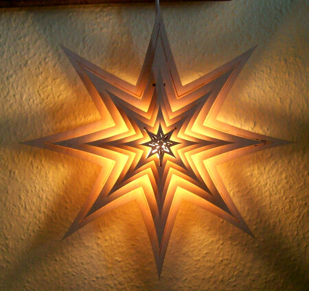Laubsägevorlage beleuchteter Adventsstern 12 Ebenen 30cm