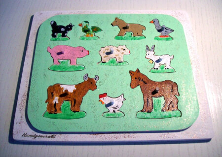 Vorlage für Kinder Holz Steckpuzzle Tiere und Autos Puzzle
