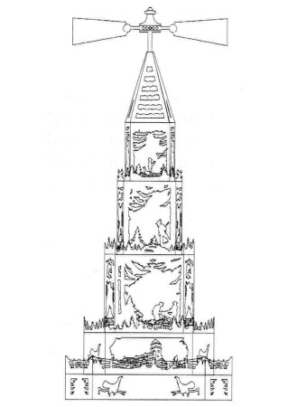 Laubsägevorlage Erzgebirgische Weihnachtspyramide 105cm 8-eckig