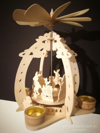 Pyramide Ostern Teelicht Osterkarussell mit Osterhase Kücken