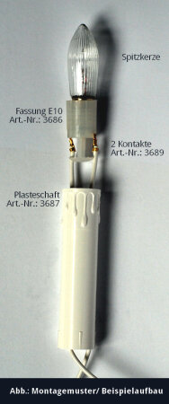 Plasteschaft Kerzenschaft für 14mm Lichtertülle weiß