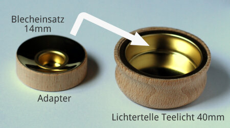 Teelichthalter Adapter zum Umrüsten von Teelicht auf Kerzen (40mm >14mm)