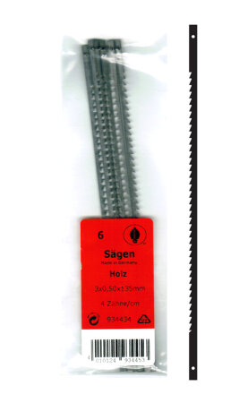 Stiftsägeblätter Dekupiersägeblätter mit Stift 135 mm 4 Z/cm