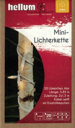 20er Mini Lichterkette für Schwibbogen weiß/ klar 5,85m
