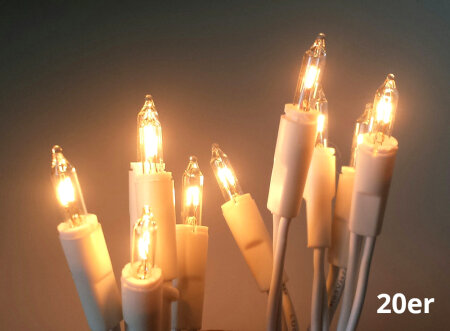 20er Mini Lichterkette warmweiß 230V für Schwibbogen