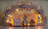 Laubsägevorlage 3D-Schwibbogen Dorf mit Kirche 67cm