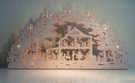 Laubsägevorlage doppelter Schwibbogen Haus Erzgebirge