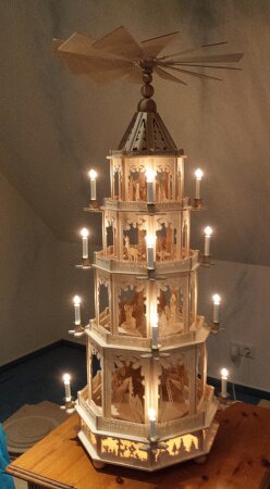 Laubsägevorlage Pyramide 8-eckig Waldmotiv 100cm