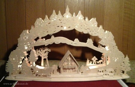 Großer Schwibbogen Vorlage 3D-Dorfpanorama mit Haus  64cm