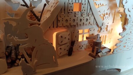 Hänsel & Gretel 3D-Schwibbogen mit Räucherofen 60cm Märchen