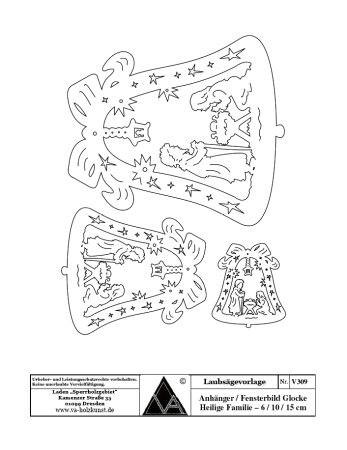 Laubsägevorlage / Anhänger Glocke Heilige Familie